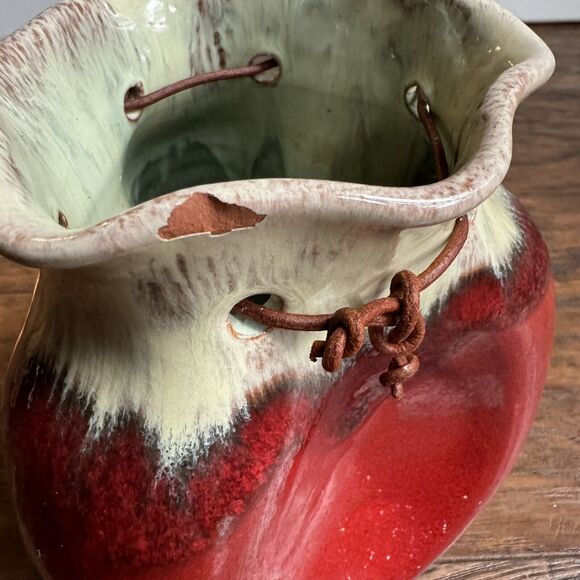 Manuel Garcia Arroyo Pottery Vase Red Glazed Sack Vase Signed Handmade - Picture 6 of 8